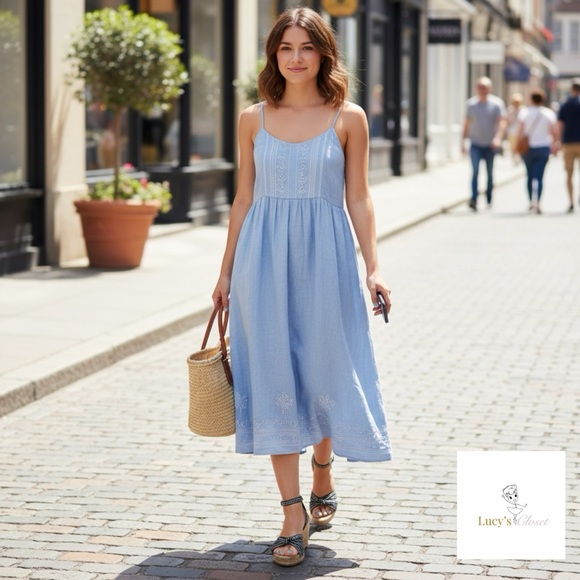 Tory Burch Shoes - NEW Tory Burch Tory Ribbon Strappy 90mm Wedge Espadrille Sandal Navy & Tan Sz 6